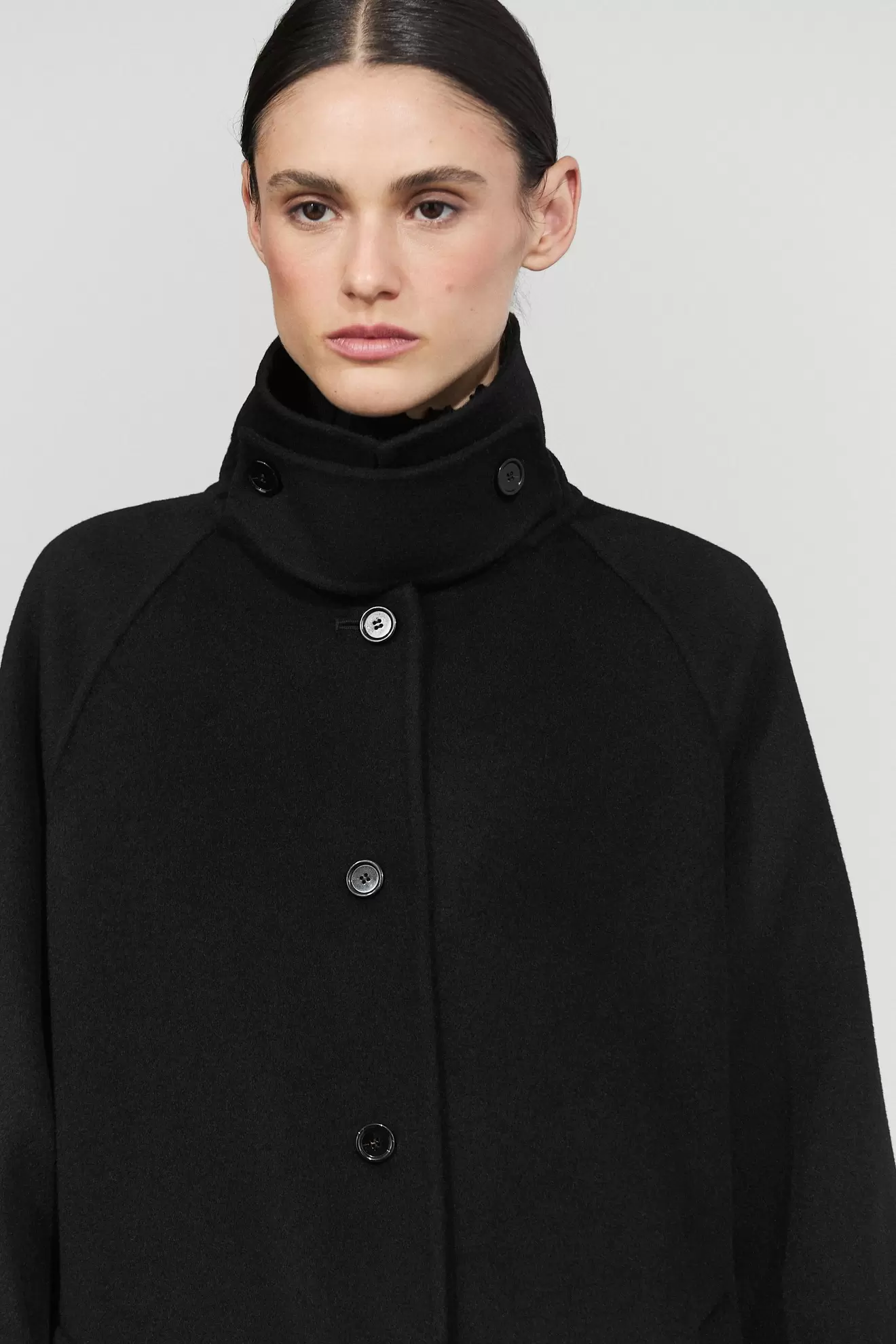 Wool-cashmere blend loose-fitting long coat