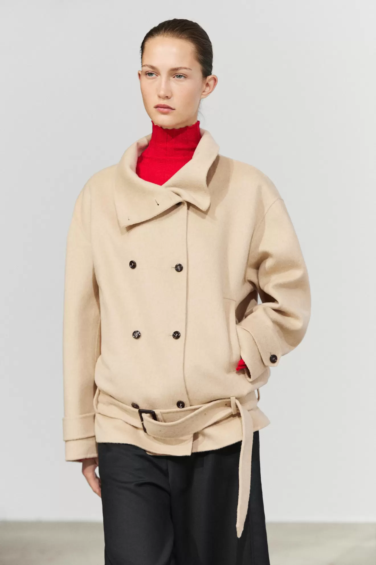 Belted trench coat
