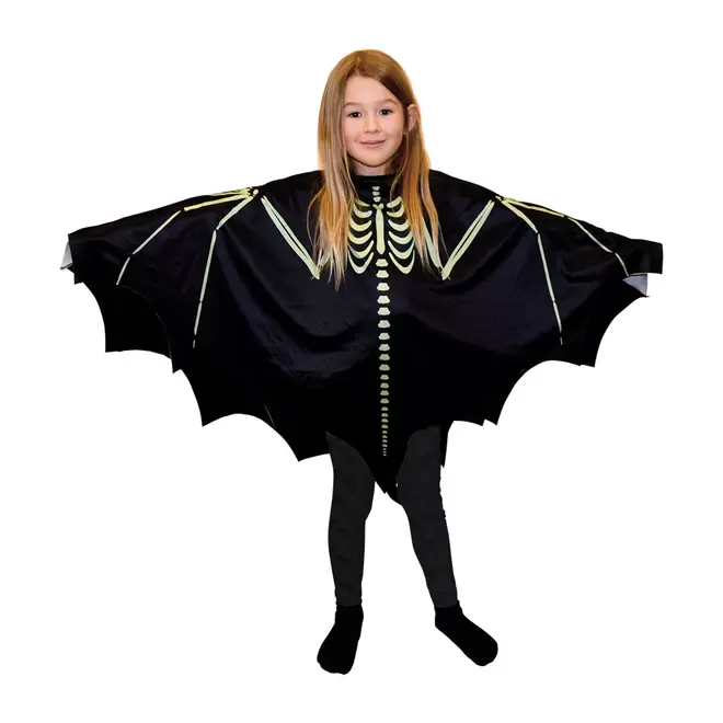 Børneponcho, skelet flagermus fra 4-7 år