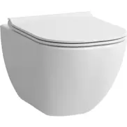 Basal væghængt toilet, uden skyllekant, hvid