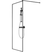 Dija Frame brusevæg, 90 cm, klart glas, sort profil