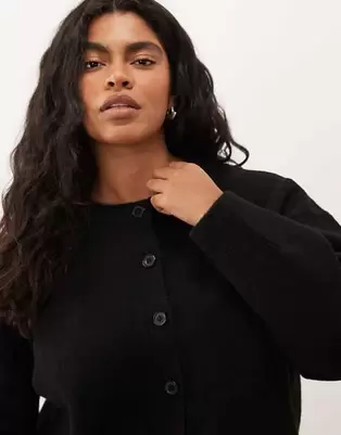 ASOS DESIGN Curve afslappet cardigan med sideslidsdetalje i sort