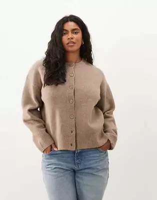ASOS DESIGN Curve afslappet cardigan med sideslidsdetalje i taupe