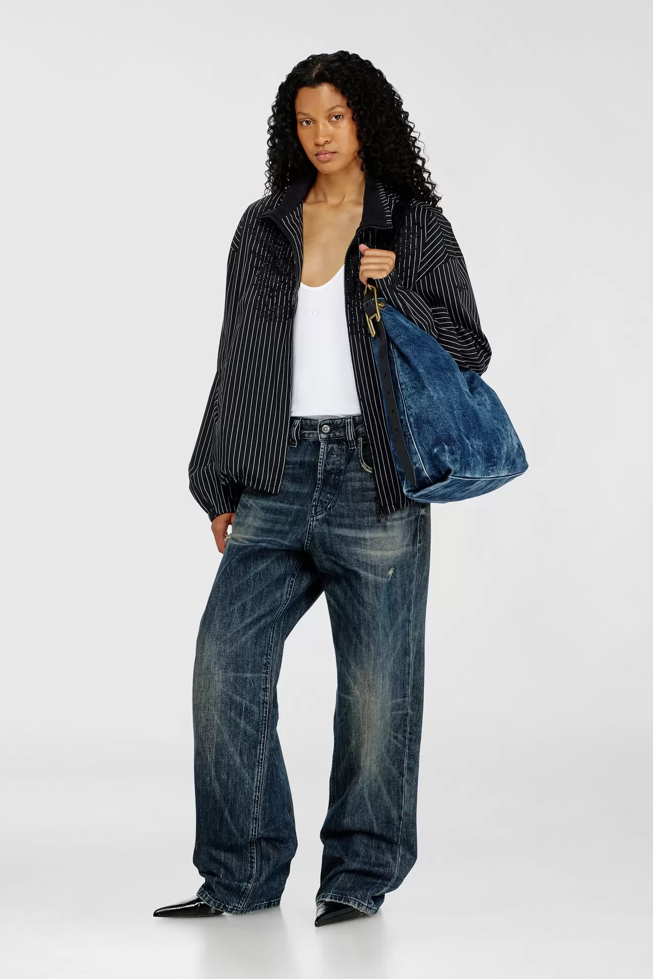 D-Line-Denim hobo bag