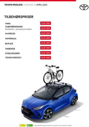 Toyota katalog i Hillerød | Yaris Tilbehørspriser | 2025-09-14T00:00:00.000Z - 2025-09-28T00:00:00.000Z