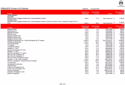 Citroën katalog i Hobro | Citroën Tilbehørsprisliste | 2026-01-14T00:00:00.000Z - 2026-01-28T00:00:00.000Z
