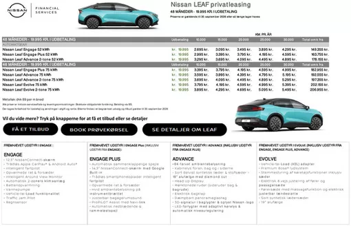 Nissan katalog i Hillerød | LEAF Privatleasing | 2026-07-02T00:00:00.000Z - 2026-09-30T00:00:00.000Z