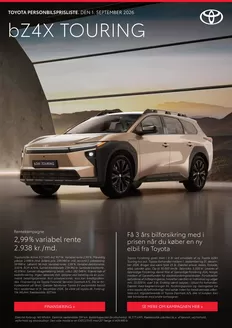 Toyota katalog i Rødbyhavn | bZ4X Touring Prisliste Prisliste | 2026-01-01T00:00:00.000Z - 2026-12-31T00:00:00.000Z