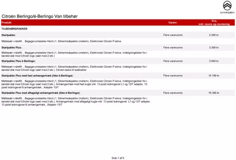 Citroën katalog i Brædstrup | tilbehoersprislister Berlingo van | 2026-01-01T00:00:00.000Z - 2026-12-31T00:00:00.000Z