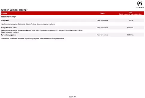 Citroën katalog i Brædstrup | tilbehoersprislister Jumper | 2026-01-01T00:00:00.000Z - 2026-12-31T00:00:00.000Z
