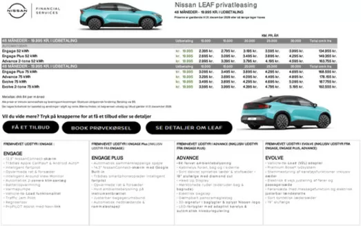 Nissan katalog i Vejle | LEAF Privatleasing | 2026-09-30T00:00:00.000Z - 2026-12-31T00:00:00.000Z