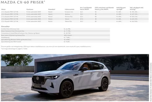 Mazda katalog i Ølstykke-Stenløse | Mazda cx 60 priser og udstyr oktober 2026 | 2026-01-01T00:00:00.000Z - 2026-12-31T00:00:00.000Z