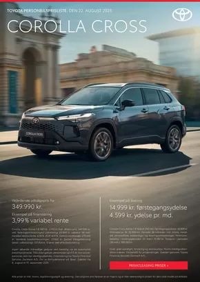 Toyota katalog i Hadsten | Corolla Cross Prisliste | 2025-08-08T00:00:00.000Z - 2025-09-10T00:00:00.000Z