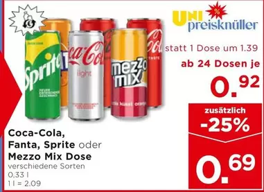 Mix - Coca-Cola, Fanta, Sprite oder Mezzo  Dose