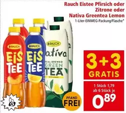 Eistee Pfirsich oder Zitrone oder Nativa Greentea Lemon