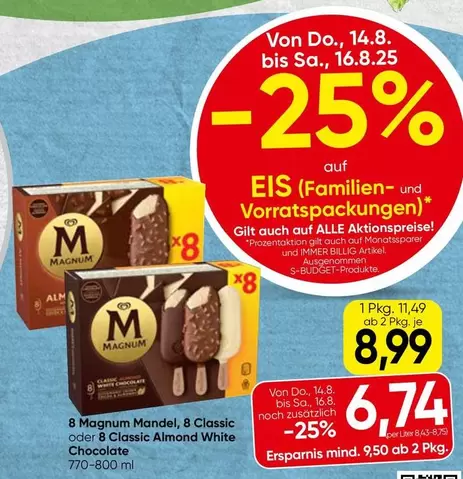 Magnum - Mandel, Classic oder Classic Almond White Chocolate