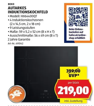 AUTARKES INDUKTIONSKOCHFELD