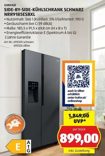 Schwarz - SIDE-BY-SIDE-KÜHLSCHRANK SCHWARZ NRR9185ESBXL