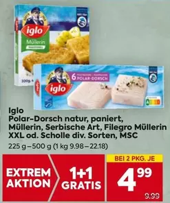 Polar - -Dorsch natur, paniert, Müllerin, Serbische Art, Filegro Müllerin XXL od. Scholle div. Sorten, MSC