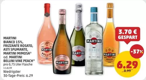 Martini - BIANCO 15%, FRIZZANTE ROSATO, ASTI SPUMANTE, MARTINI MIMOSA od. BELLINI VINE PEACH
