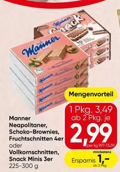 Manner - Neapolitaner, Schoko-Brownies, Fruchtschnitten 4er oder Vollkornschnitten, Snack Minis 3er