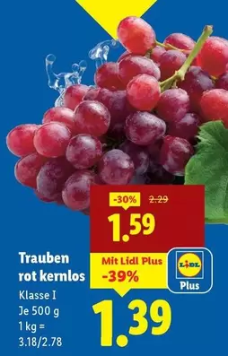 Trauben rot kernlos