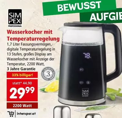 Wasserkocher mit Temperaturregelung