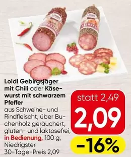Gebirgsjäger mit Chili oder Käse-wurst mit schwarzem Pfeffer