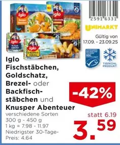 Fischstäbchen, Goldschatz, Brezel- oder Backfisch- stäbchen und Knusper Abenteuer