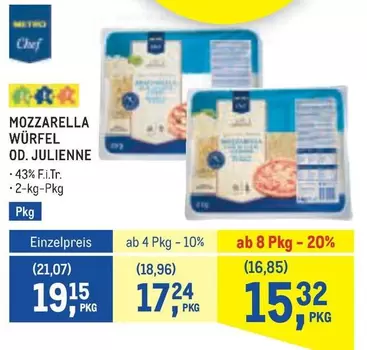 MOZZARELLA WÜRFEL OD. JULIENNE