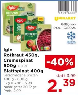 Rotkraut, Cremespinat oder Blattspinat