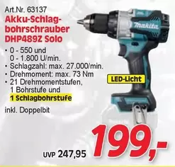 Makita - Akku-Schlag-bohrschrauber DHP489Z Solo