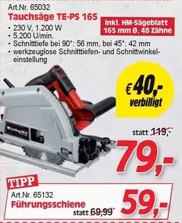 Tauchsäge TE-PS 165, Führungsschiene