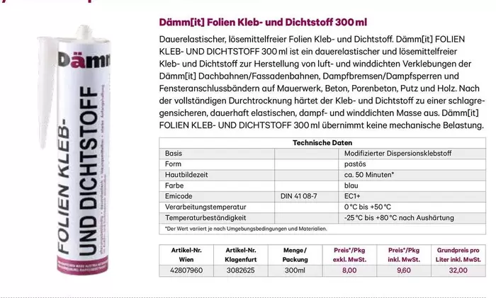 Folien Kleb- und Dichtstoff