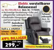 Schwarz - Elektr. verstellbarer Relaxsessel