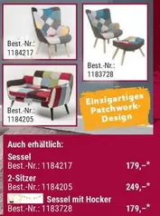 Sessel, 2-Sitzer, Sessel mit Hocker