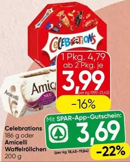 Celebrations oder Amicelli Waffelröllchen