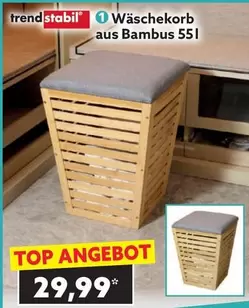 Wäschekorb aus Bambus 55l