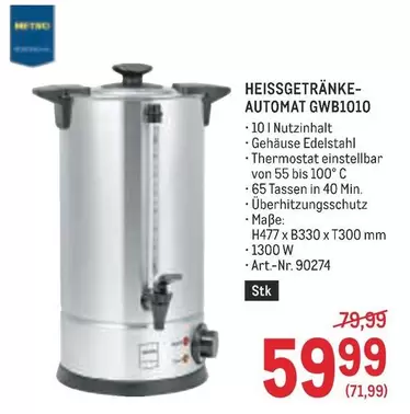 HEISSGETRÄNKE-AUTOMAT GWB1010