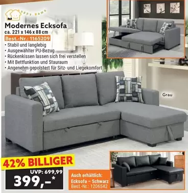 Schwarz - Modernes Ecksofa