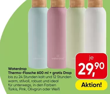 Pink - Thermo-Flasche 600 ml + gratis Drop