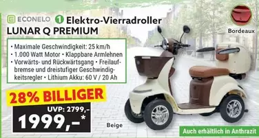 Bordeaux - Elektro-Vierradroller LUNAR Q PREMIUM