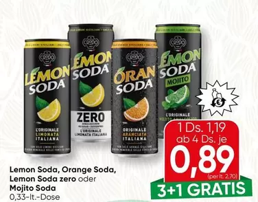 Orange - Lemon Soda,  Soda, Lemon Soda zero oder Mojito Soda