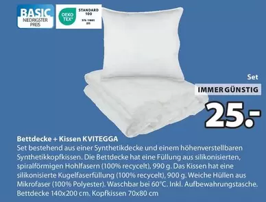 Bettdecke + Kissen KVITEGGA