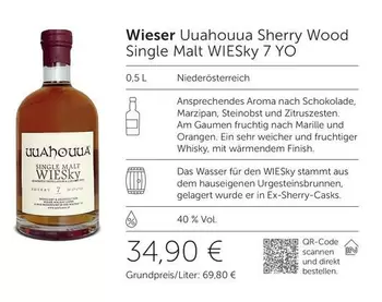 Uuahouua Sherry Wood Single Malt WIESky 7 YO