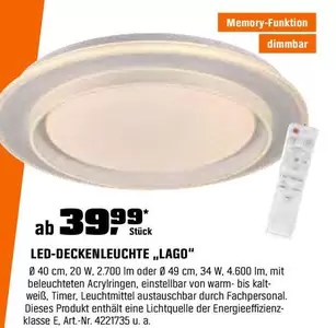 LED-DECKENLEUCHTE „LAGO"