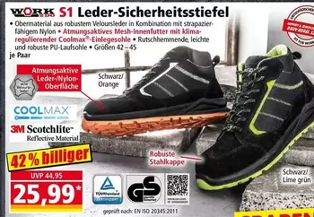 Schwarz - S1 Leder-Sicherheitsstiefel