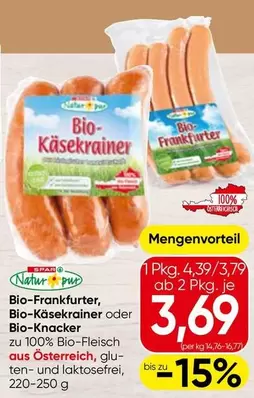 Bio - -Frankfurter, -Käsekrainer oder -Knacker