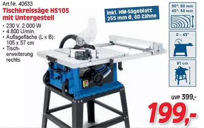 Tischkreissäge HS105 mit Untergestell