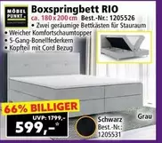 Schwarz - Boxspringbett RIO
